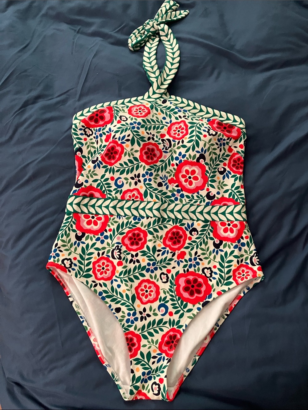 Boden Floral One-Piece Halter Swimsuit - Size 14